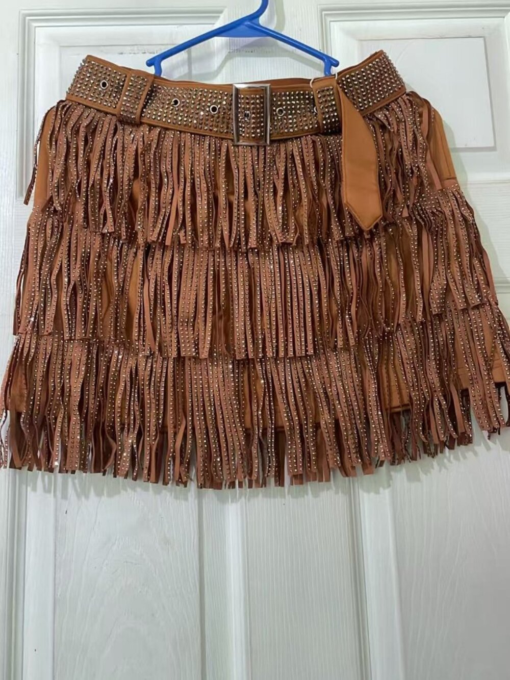 Women's Sparkle Rhinestone Fringe Shorts Pants Elastic Band Mini Skirt